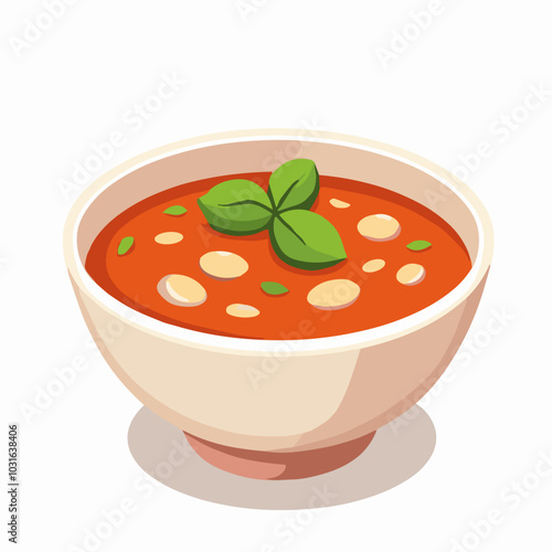 Vector minestrone soup illustration, vegetable bowl icon