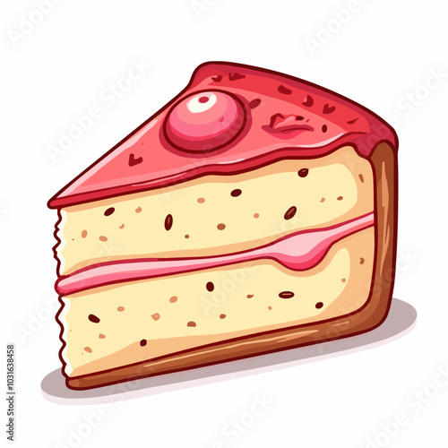 Vector cake slice illustration, layered dessert icon