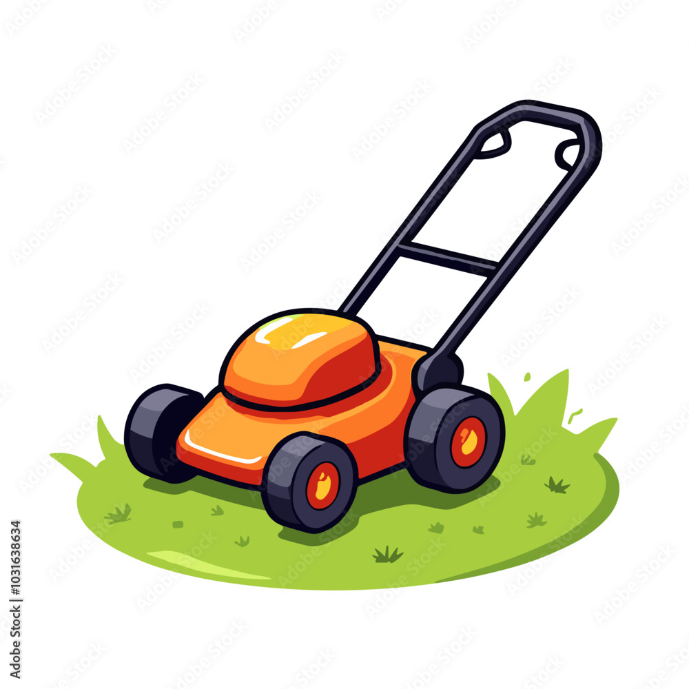 Fototapeta premium Vector lawn mower illustration, gardening equipment icon