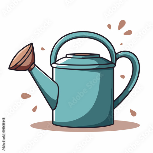 Vector watering can illustration, gardening tool icon