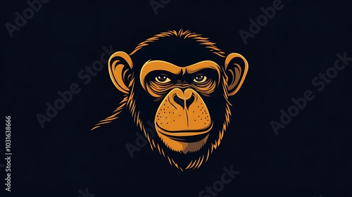 Funky monkey face logo featuring smooth curves on dark background image photo