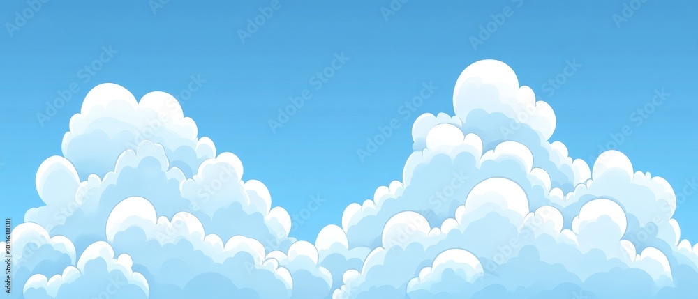 Fluffy white clouds in a bright blue sky on a sunny day with a serene atmosphere and gentle sunlight illuminating the landscape Fluffy white clouds in a bright blue sky on a sunny day with a serene atmosphere and gentle sunlight illuminating the landscape