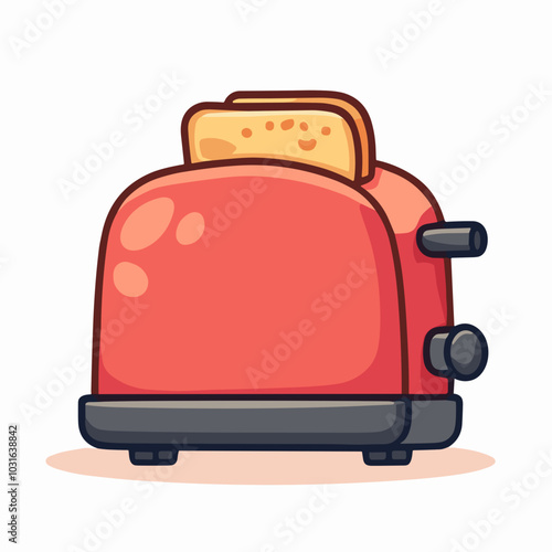 Vector toaster illustration, kitchen appliance icon