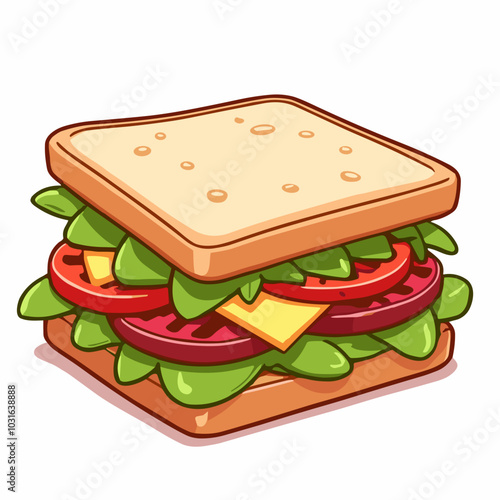 Vector sandwich illustration, layered food icon