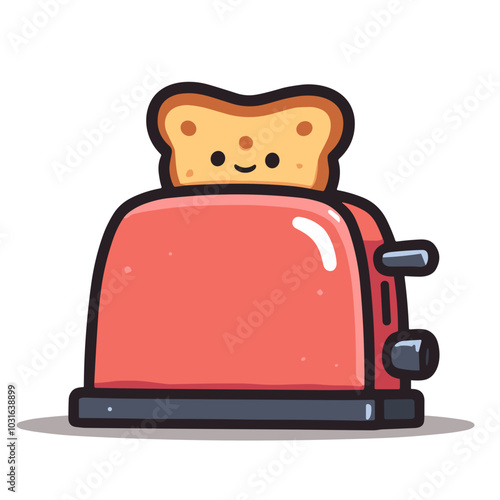 Vector toaster illustration, kitchen appliance icon