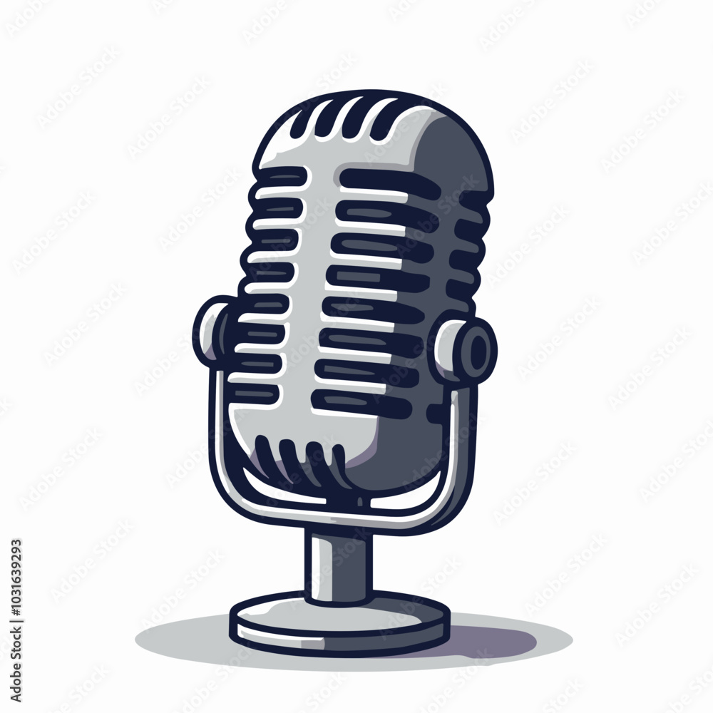Vector microphone illustration, audio recording icon Vector microphone illustration, audio recording icon