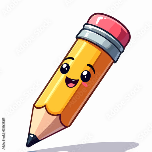 Vector cute pencil illustration, writing tool character