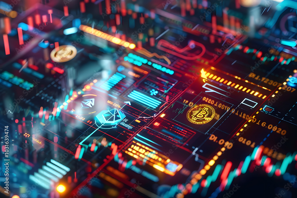 A vibrant digital interface showcasing cryptocurrency trends, with vivid illustrations of Bitcoin and Ethereum symbols in a futuristic design. A vibrant digital interface showcasing cryptocurrency trends, with vivid illustrations of Bitcoin and Ethereum symbols in a futuristic design.