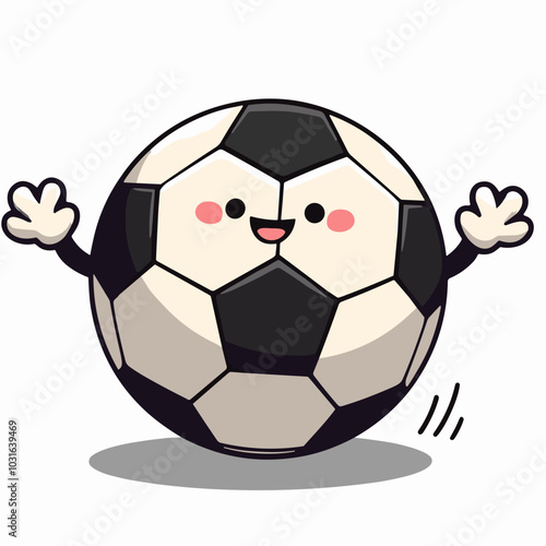 Vector cute soccer ball illustration, sports icon