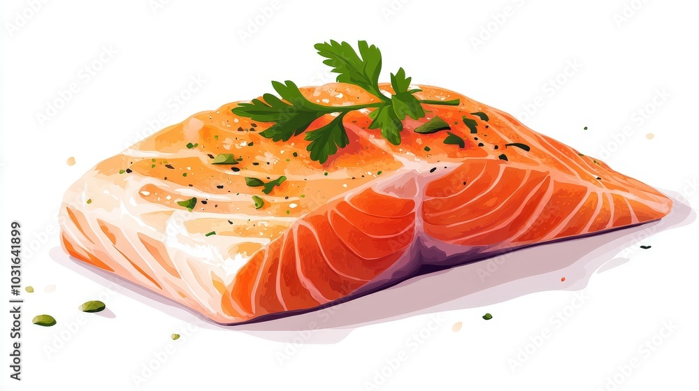 Minimalist clip art of a fresh salmon fillet with sleek lines and rich tones, floating on a white background, ideal for creative designs. Minimalist clip art of a fresh salmon fillet with sleek lines and rich tones, floating on a white background, ideal for creative designs.