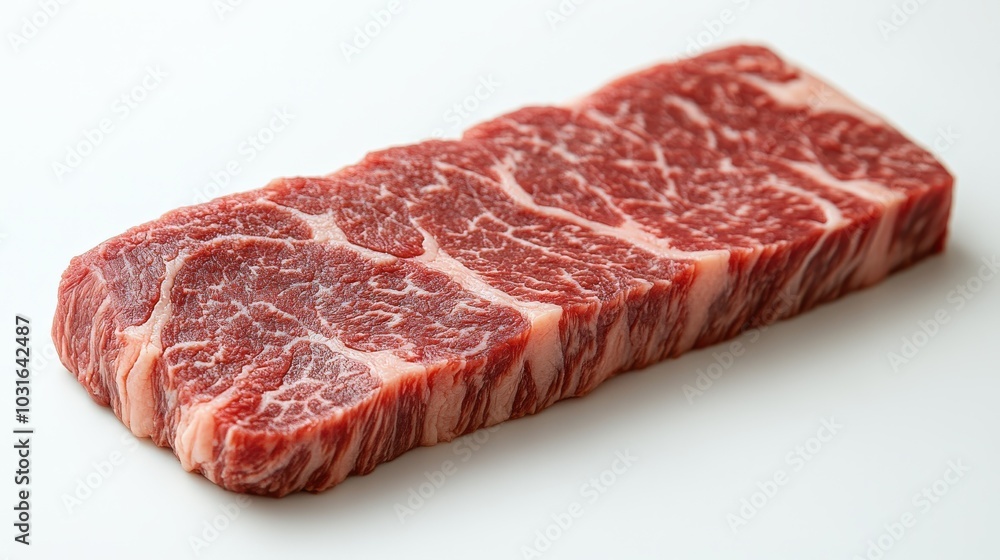 Minimalist clip art of Kurobuta beef featuring smooth lines and distinct marbling, floating on a white background, perfect for restaurant menus or promotional materials. Minimalist clip art of Kurobuta beef featuring smooth lines and distinct marbling, floating on a white background, perfect for restaurant menus or promotional materials.