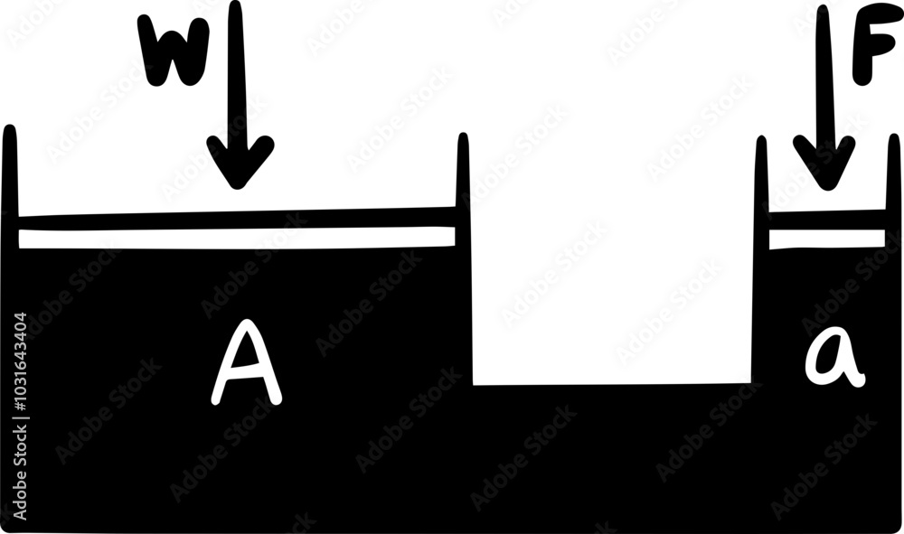 Pressure Pascals physic law Illustration in Black and White Stock ...