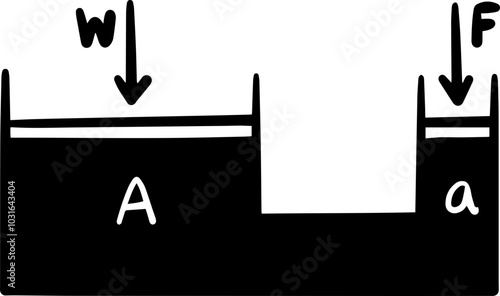 Pressure Pascals physic law Illustration in Black and White