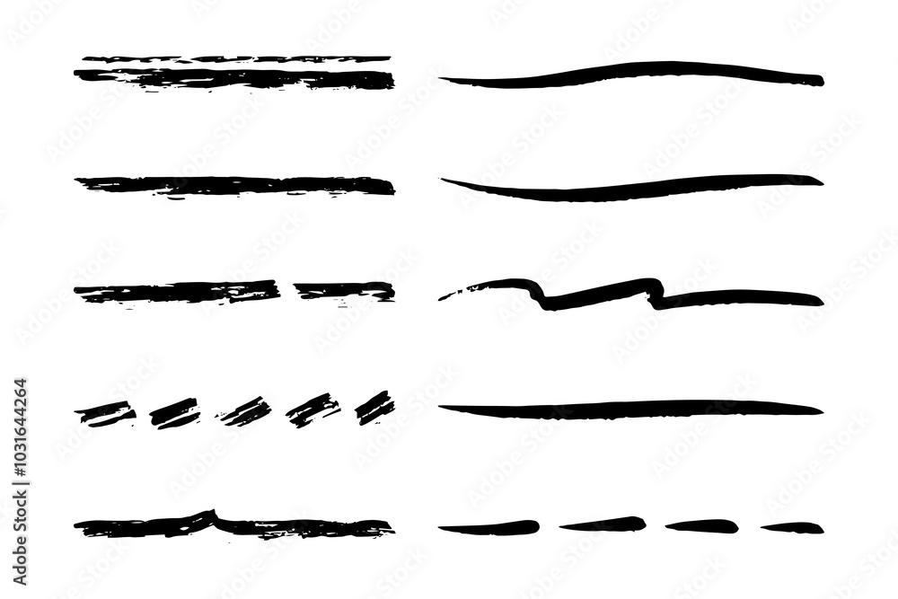 Set of hand drawn underline. Set of hand drawn underline.