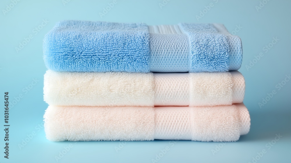 Stack of Soft Towels in Pastel Colors Stack of Soft Towels in Pastel Colors