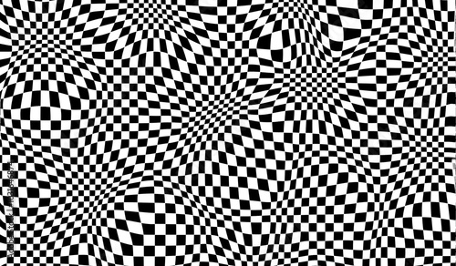 Cuadro en lienzo Black and white distorted checkerboard background