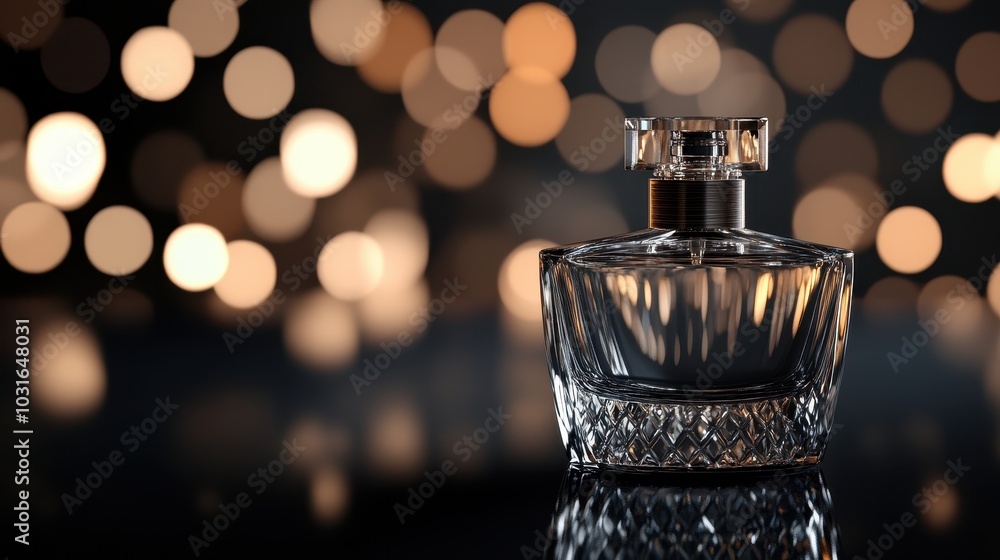 Elegant Perfume Bottle with Soft Bokeh Background Elegant Perfume Bottle with Soft Bokeh Background