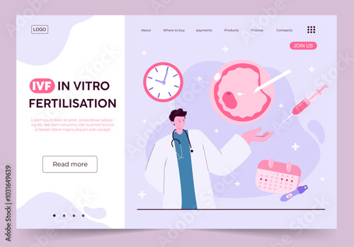 Doctor specializing in in vitro fertilization techniques. Vector illustration.