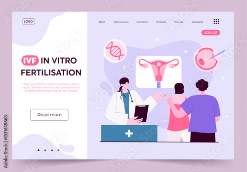In vitro fertilization consultation with medical professional. Vector illustration.