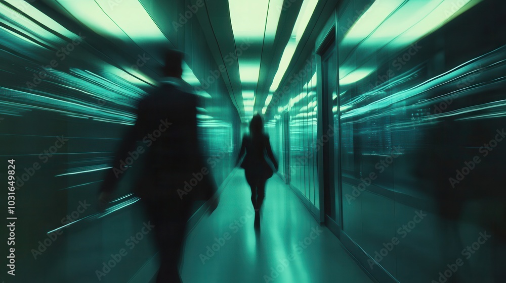 Group of Business people walking in the office corridor in night,People in business center walking at hall,motion go around at coworking space,Wide image,Concept of office life,co working space. Group of Business people walking in the office corridor in night,People in business center walking at hall,motion go around at coworking space,Wide image,Concept of office life,co working space.