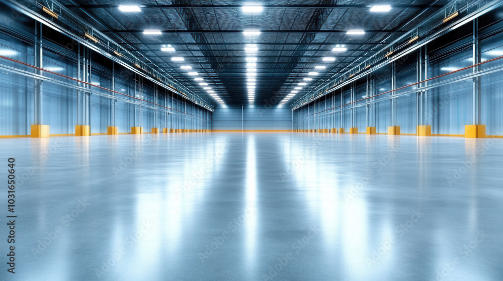 spacious warehouse interior featuring large windows that allow natural light to flood area, creating bright and modern atmosphere. polished concrete floor reflects light beautifully, enhancing open spacious warehouse interior featuring large windows that allow natural light to flood area, creating bright and modern atmosphere. polished concrete floor reflects light beautifully, enhancing open