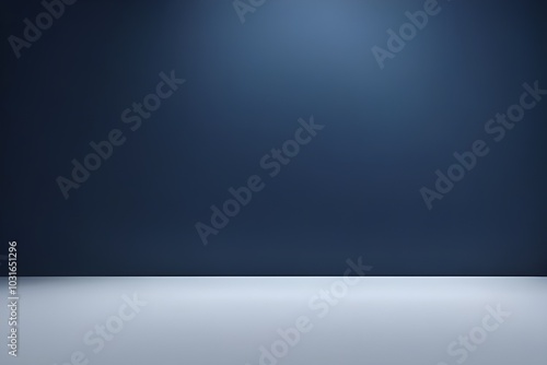 Minimalistic grey background for creative display or presentation with subtle light effects and floor reflection