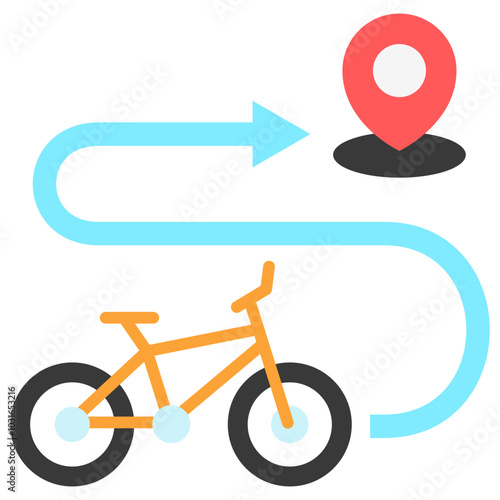 Cycle Path flat multi color icon, use for UI, UX, app and web development, digital or print. for industry, education, construction, transportation, environment, urban planning theme.