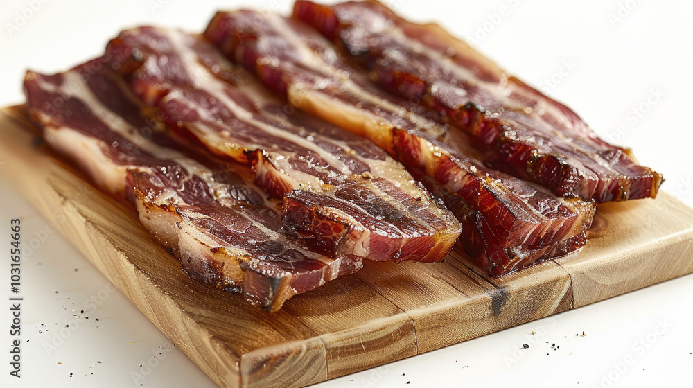 A tirol bacon, white background. A tirol bacon, white background.