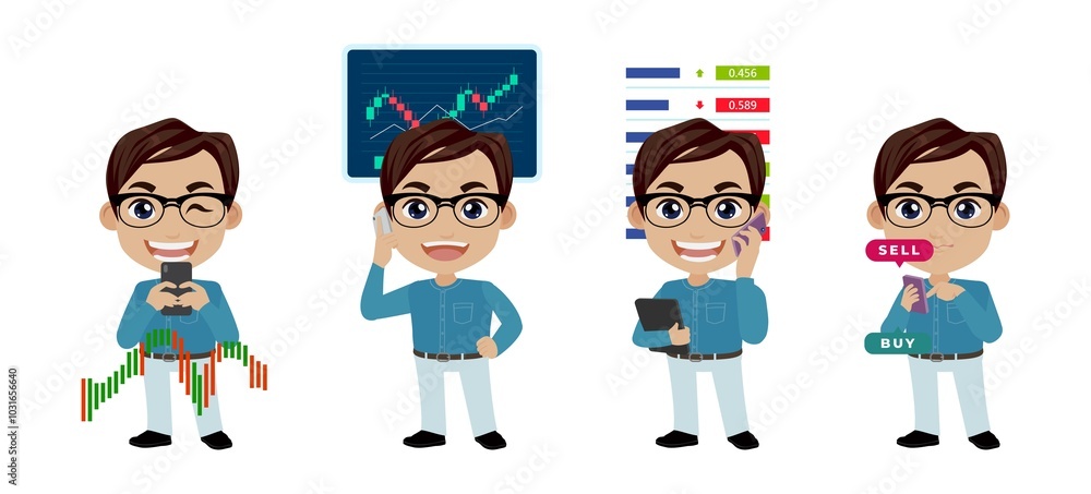 Stock market concept with people Stock market concept with people