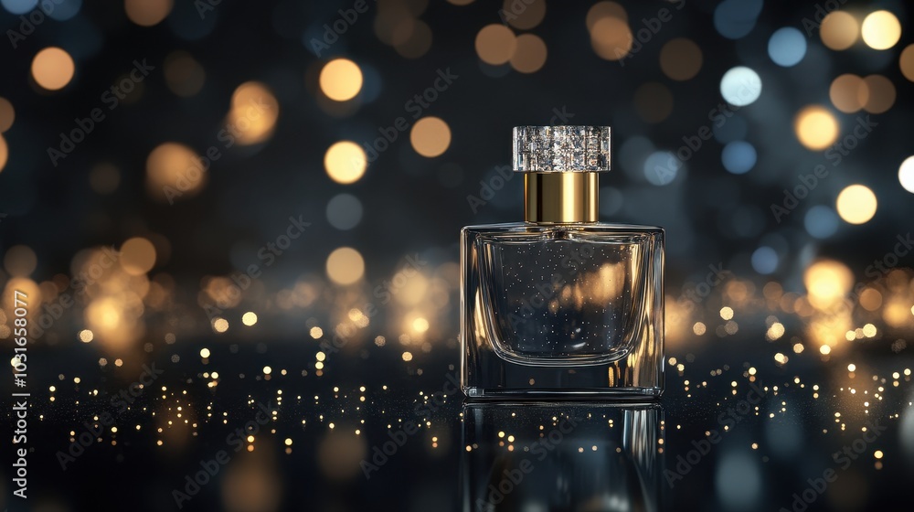 Elegant Perfume Bottle with Sparkling Background Elegant Perfume Bottle with Sparkling Background