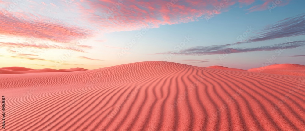 Stunning view of pink sand dunes under a vibrant sky at sunset, showcasing nature's beauty and tranquility. Stunning view of pink sand dunes under a vibrant sky at sunset, showcasing nature's beauty and tranquility.