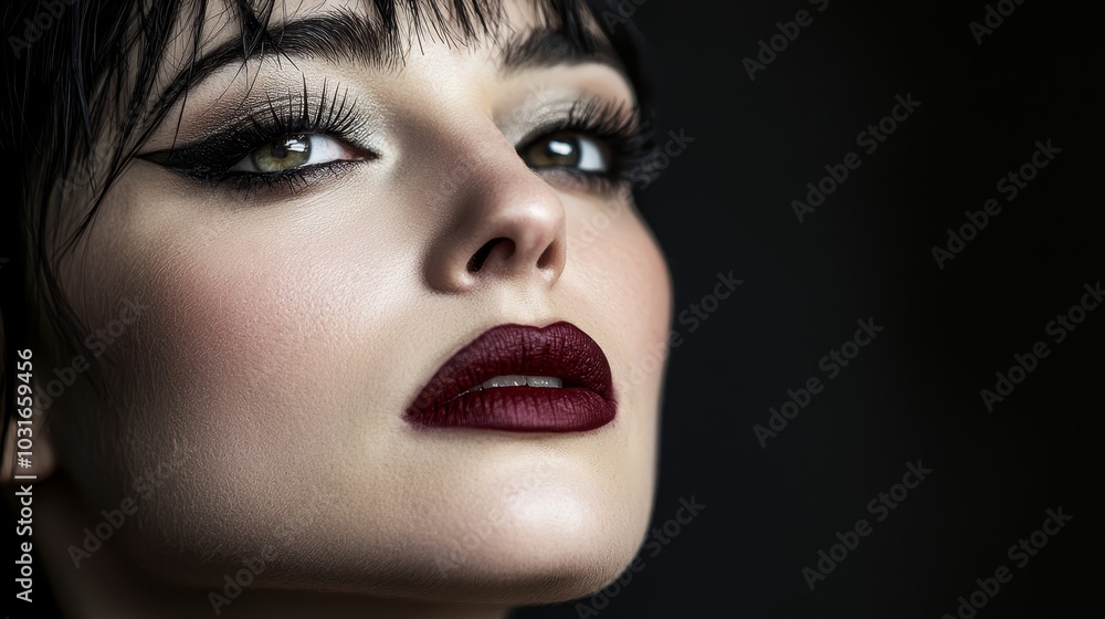 A tight shot of a woman's face with closed eyes and her hair in a bun A tight shot of a woman's face with closed eyes and her hair in a bun
