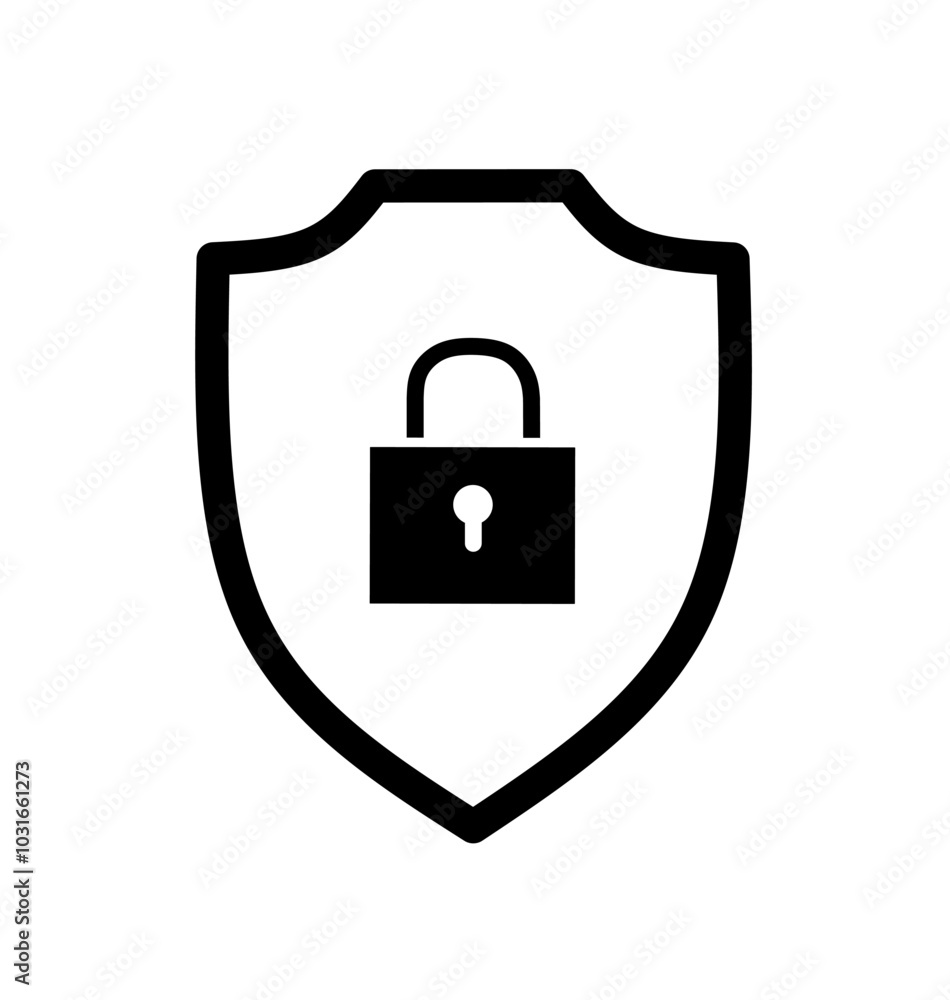 security shield icon vector on white background. shield icon with padlock security shield icon vector on white background. shield icon with padlock