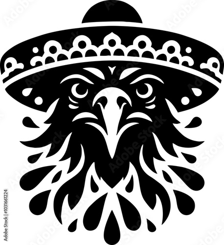 Crow Face silhouette Icon Logo Mexican style 

 photo