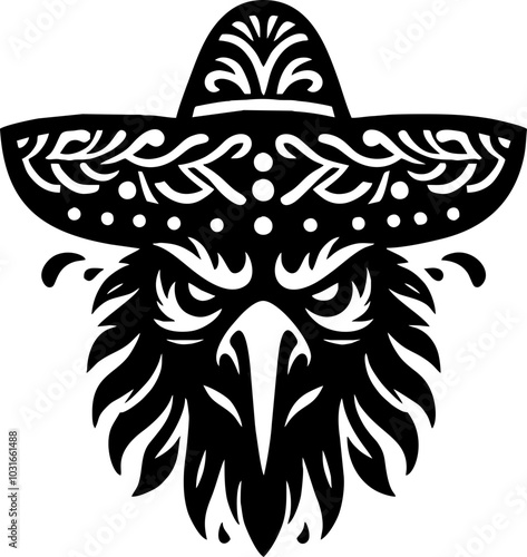 Crow Face silhouette Icon Logo Mexican style 

 photo