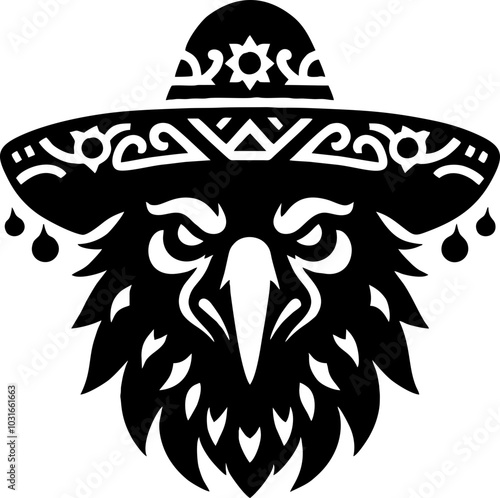 Crow Face silhouette Icon Logo Mexican style 

 photo