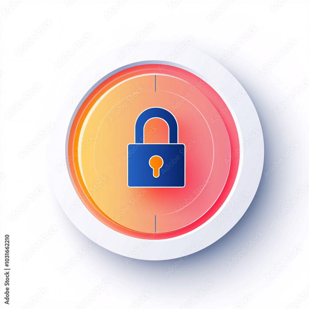modern abstract padlock icon in a gradient colored button with white background modern abstract padlock icon in a gradient colored button with white background