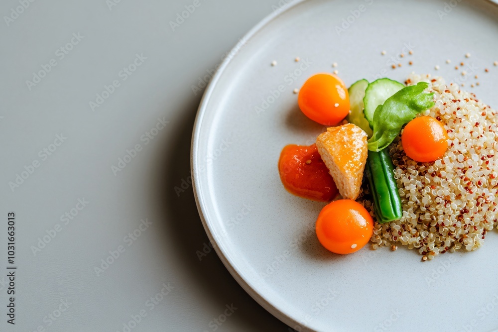 Minimalist Quinoa Salad on a White Plate Minimalist Quinoa Salad on a White Plate