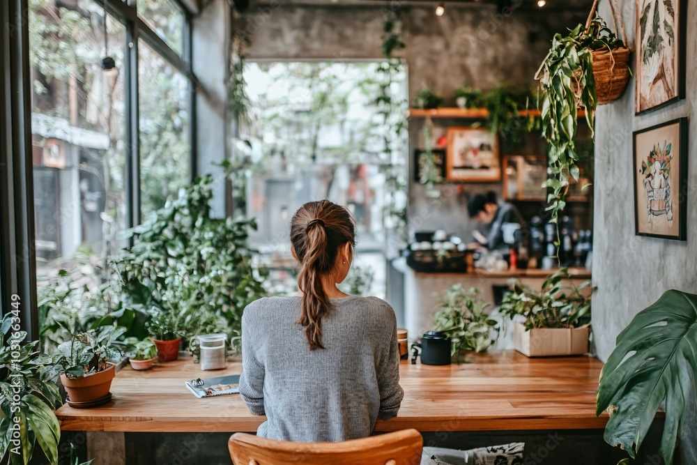 Mindfulness Moment with Coffee in a Cozy Cafe Mindfulness Moment with Coffee in a Cozy Cafe