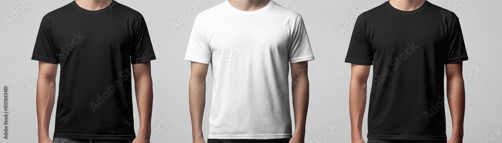 Classic men's tshirts in black and white, a timeless style essential Classic men's tshirts in black and white, a timeless style essential