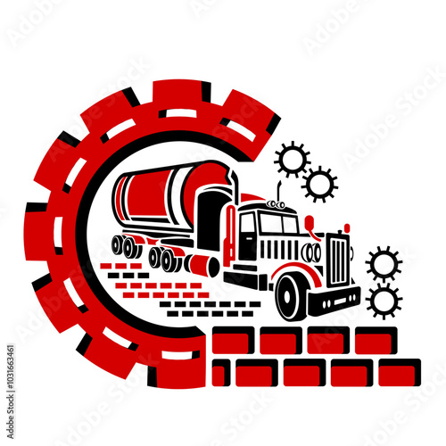 Vector illustration, logo, icon of a liquid transportation vehicle. car, truck.	