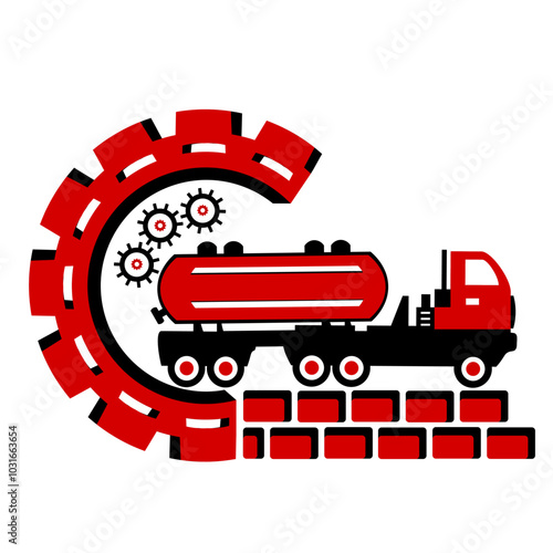 Vector illustration, logo, icon of a liquid transportation vehicle. car, truck.	