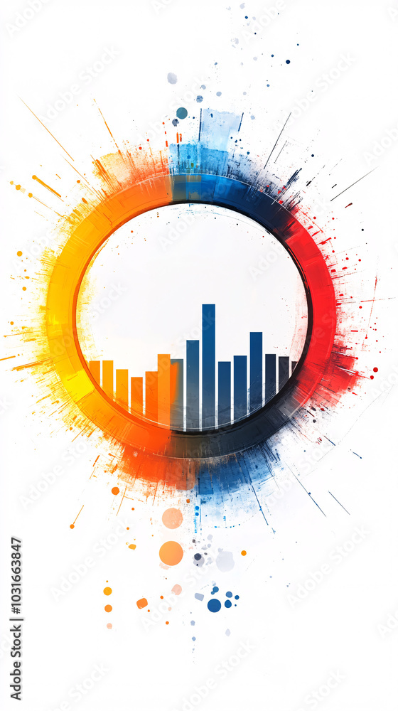 Obraz premium abstract colorful circular graphic with a bar chart in the center