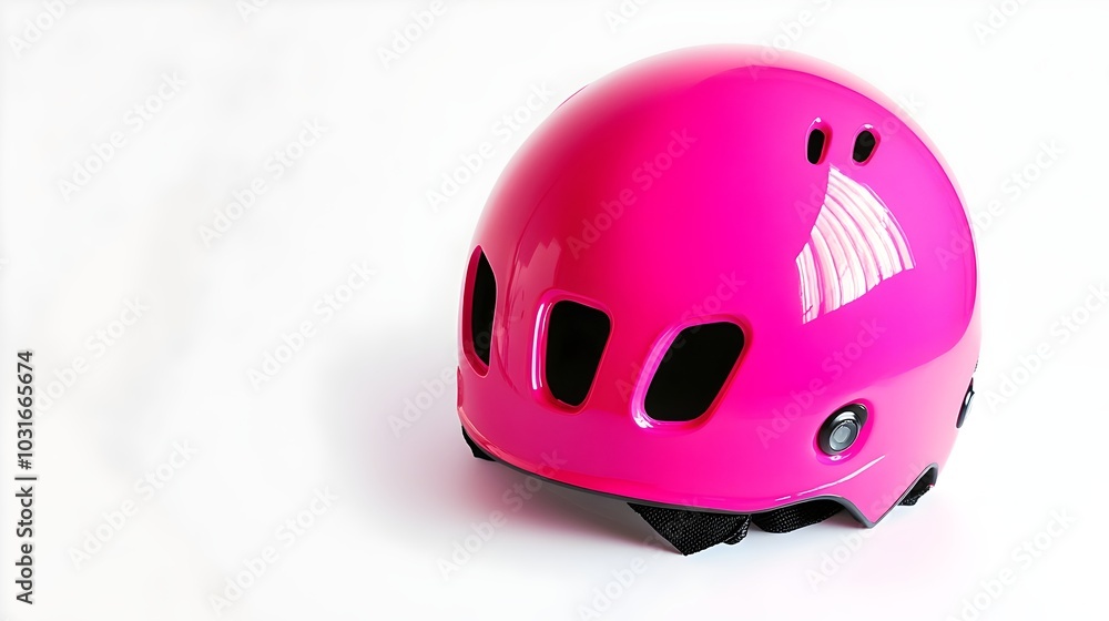 Fototapeta premium Stylish Durable Protective Pink Helmet For Skateboarding Biking Safety Outdoor Sports