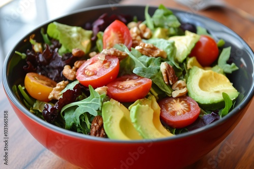 Fresh Vibrant Salad Bowl with Avocado and Greens