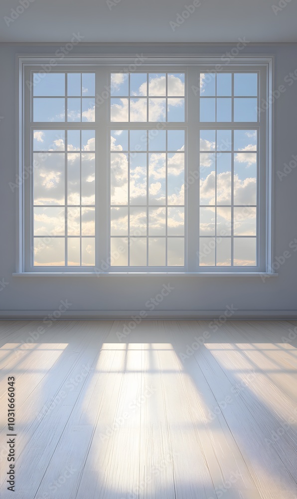 Fototapeta premium 63. A simple empty room with a large window and view