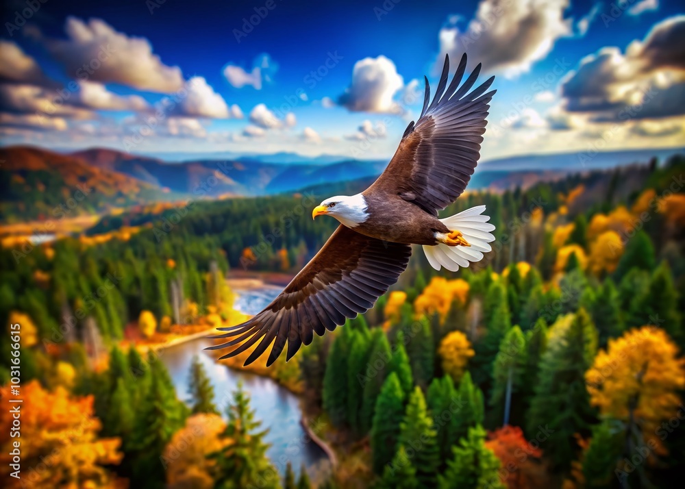 Obraz premium Stunning Tilt-Shift Photography of a Bald Eagle in Natural Habitat