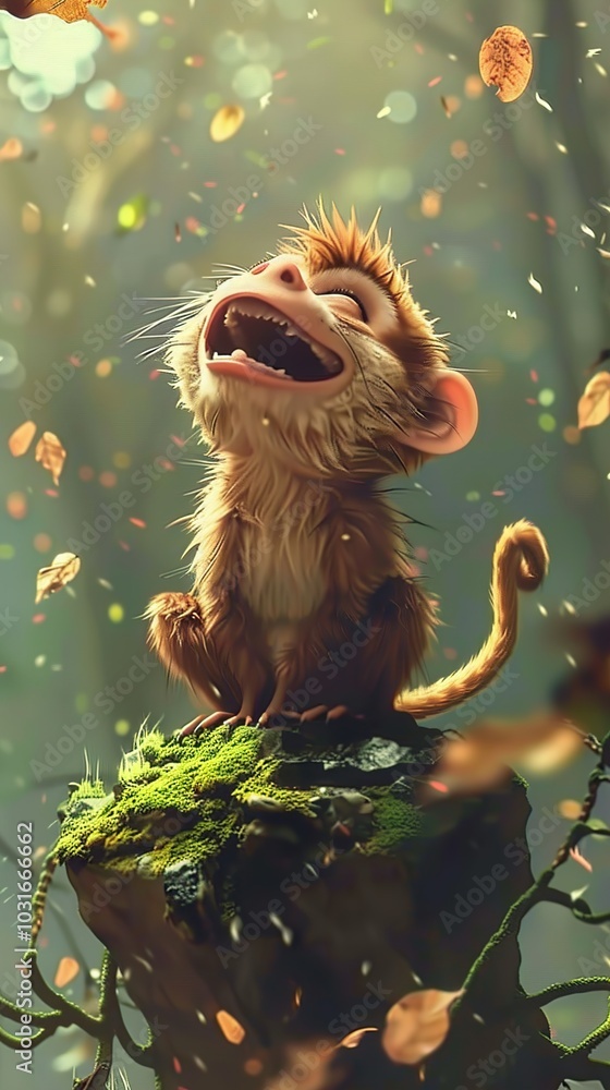 Cute Monkey Smiling in the Forest Cute Monkey Smiling in the Forest