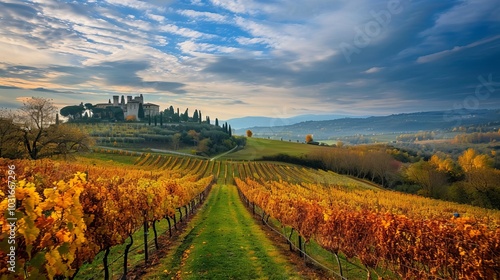 Captivating Autumn Vineyard Splendor in Assisi, Umbria, Italy -