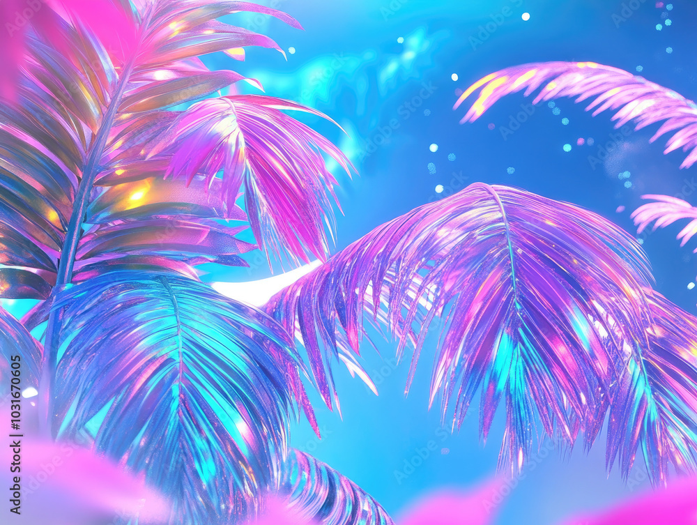 Fototapeta premium Tropical Background Glittering Stars and Vivid Mood for Dreamy Escapes and Adventures